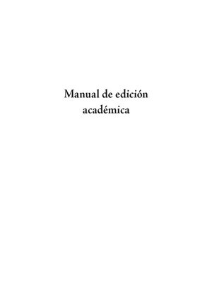 cover image of Manual de edición académica